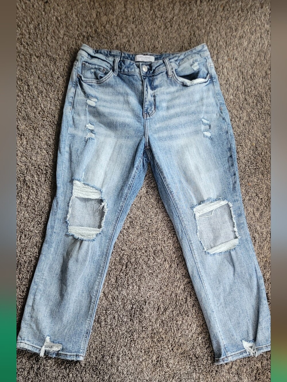 Lovervet by Vervet - Light Wash Distressed Boyfriend Jeans - Casual Relaxed Fit